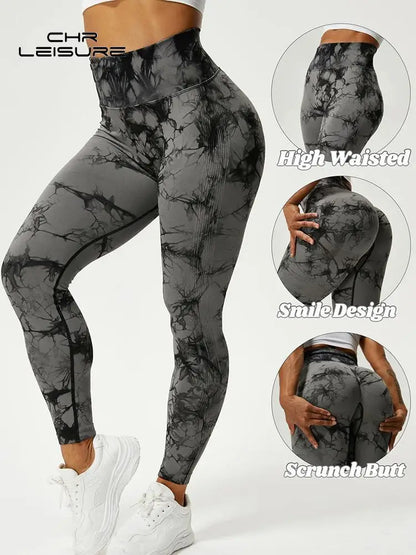 CHRLEISURE Tie Dye Push Up High Waist Leggings