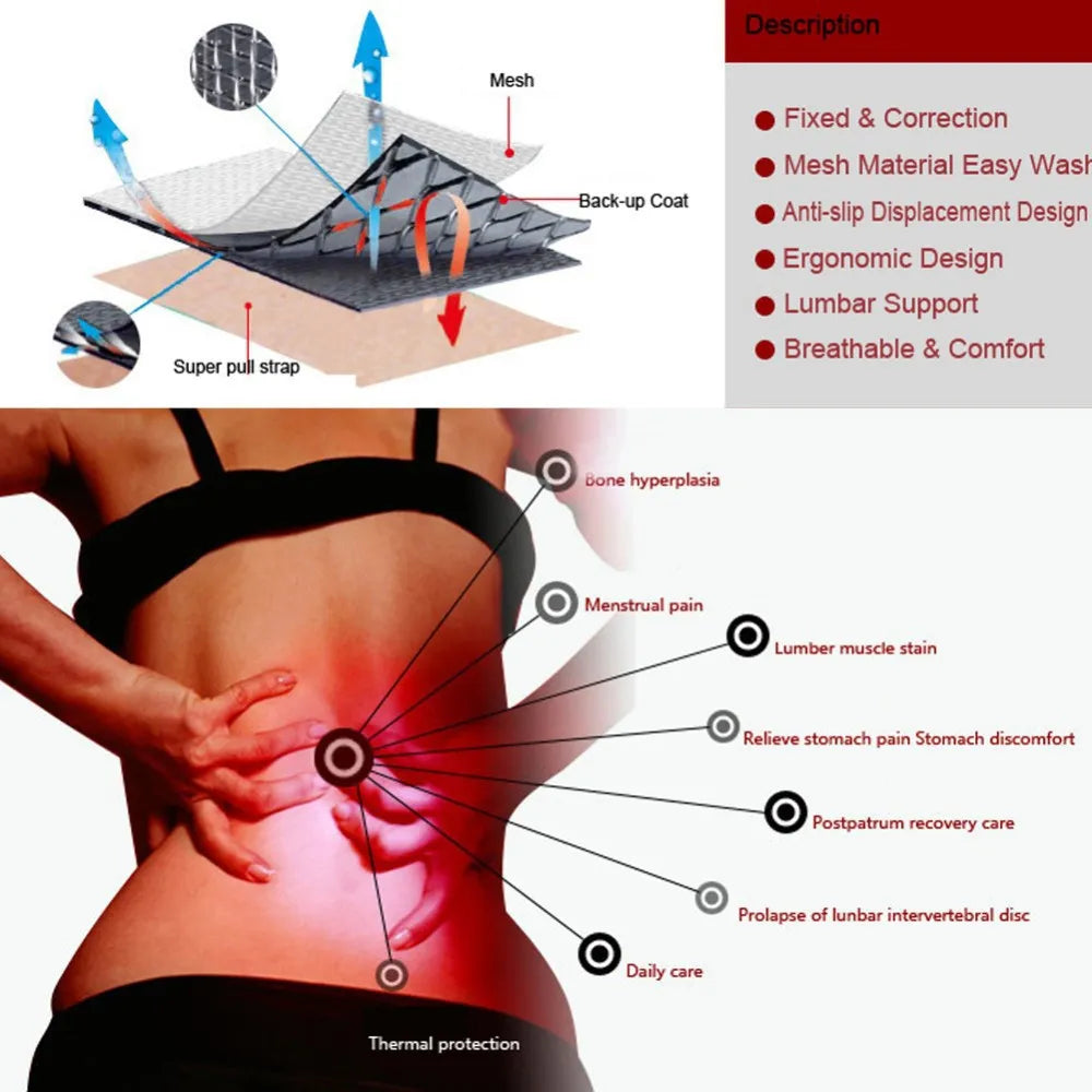 Adjustable Tourmaline Self Heating Waist Support Belt