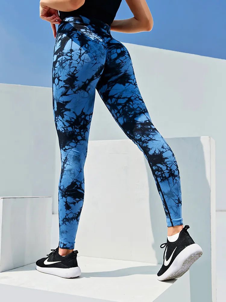 CHRLEISURE Tie Dye Push Up High Waist Leggings