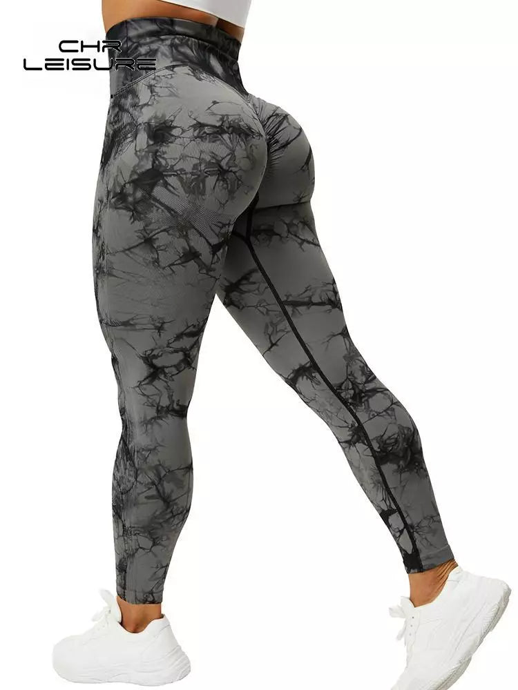 CHRLEISURE Tie Dye Push Up High Waist Leggings