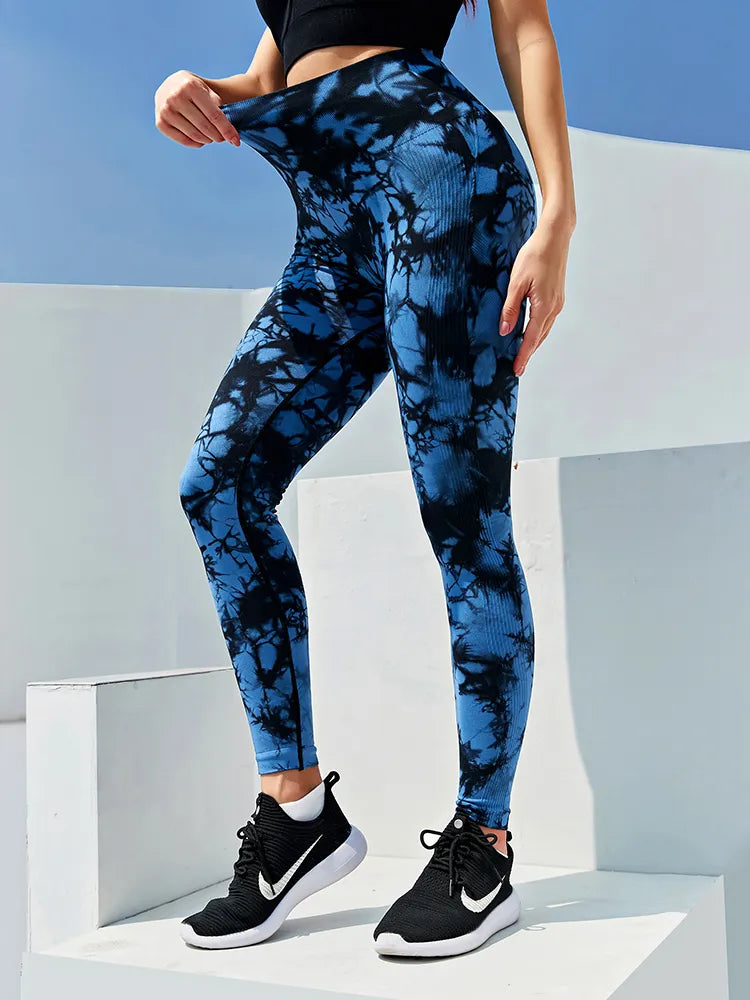 CHRLEISURE Tie Dye Push Up High Waist Leggings